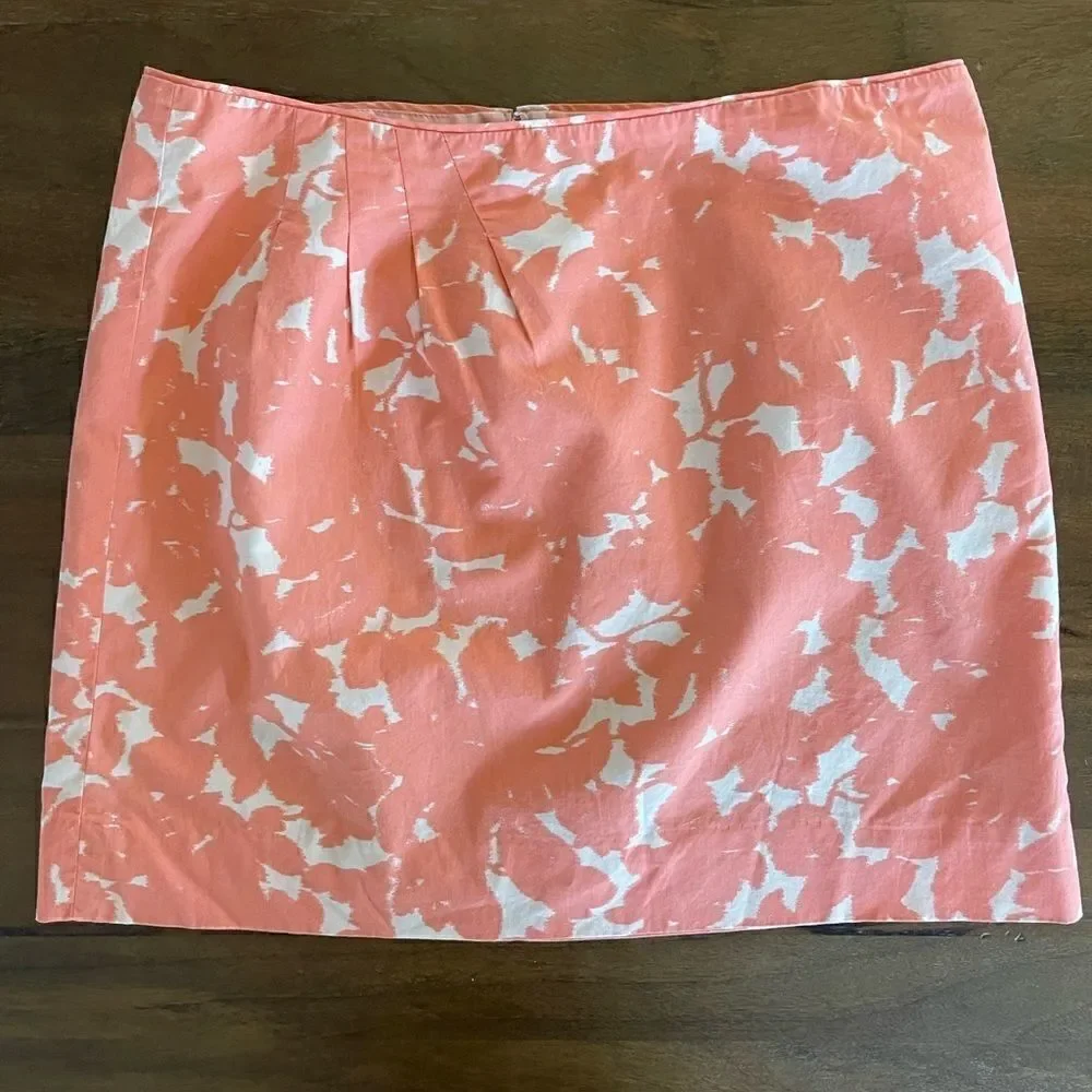 J. Crew Misted Gladiola Coral Peach Ivory Print Mini Skirt